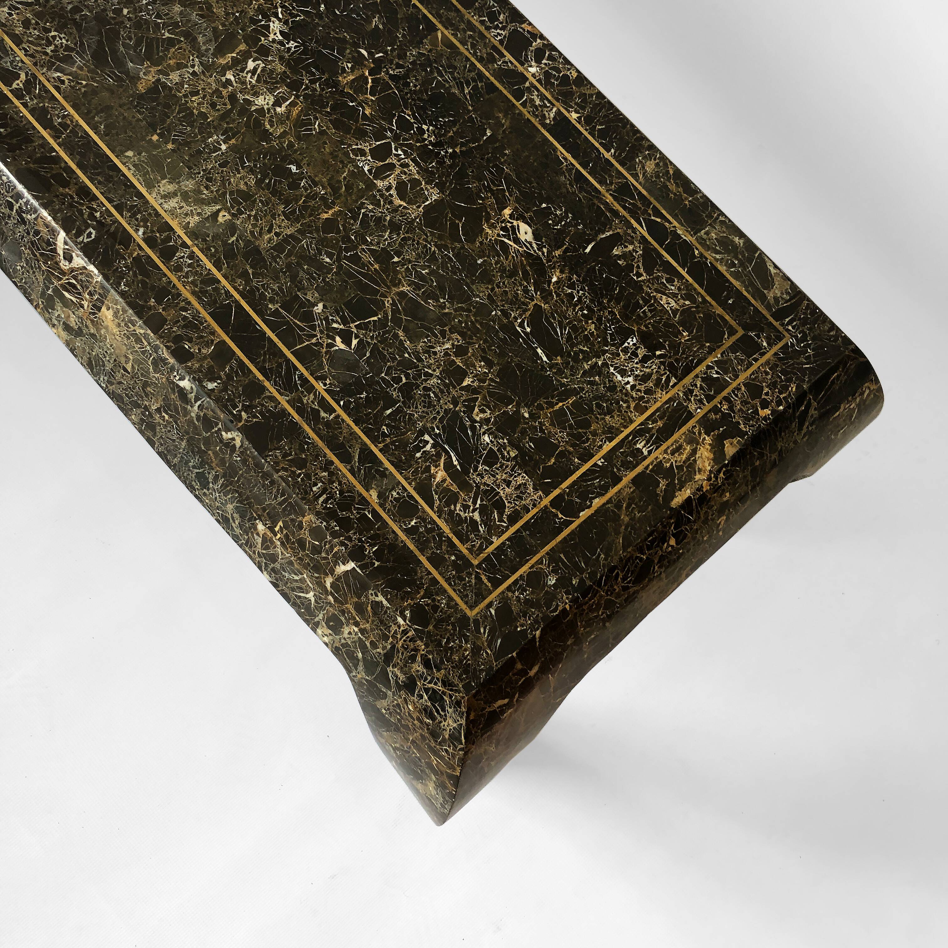 Maitland smith tessellated marble coffee table 1980s vintage usa rare emperador 1970s