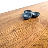 Solid oak farmhouse table, square legs.