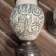 Set of 2 ceramic and metal flower pots