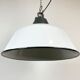 White Enamel and Cast Iron Industrial Pendant Light, 1960s