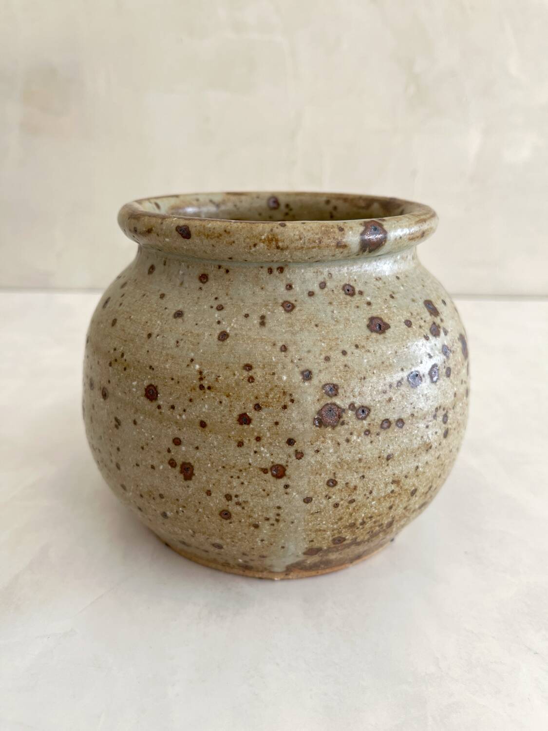 Vintage pyrite stoneware ball vase