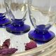6 Art Deco glasses with blue stems, 16 cl.