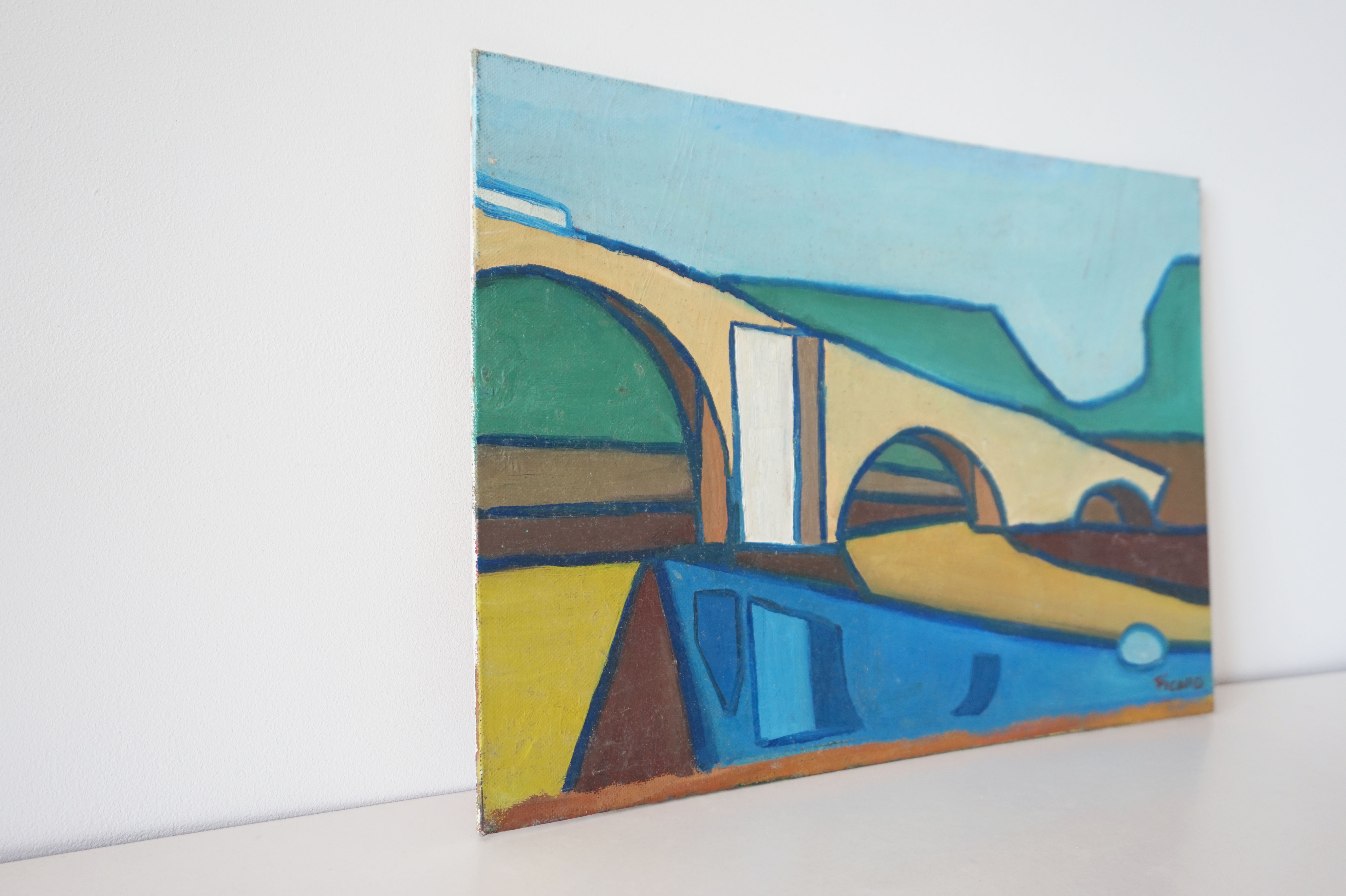 Oil painting painting "Pont roman de mane"