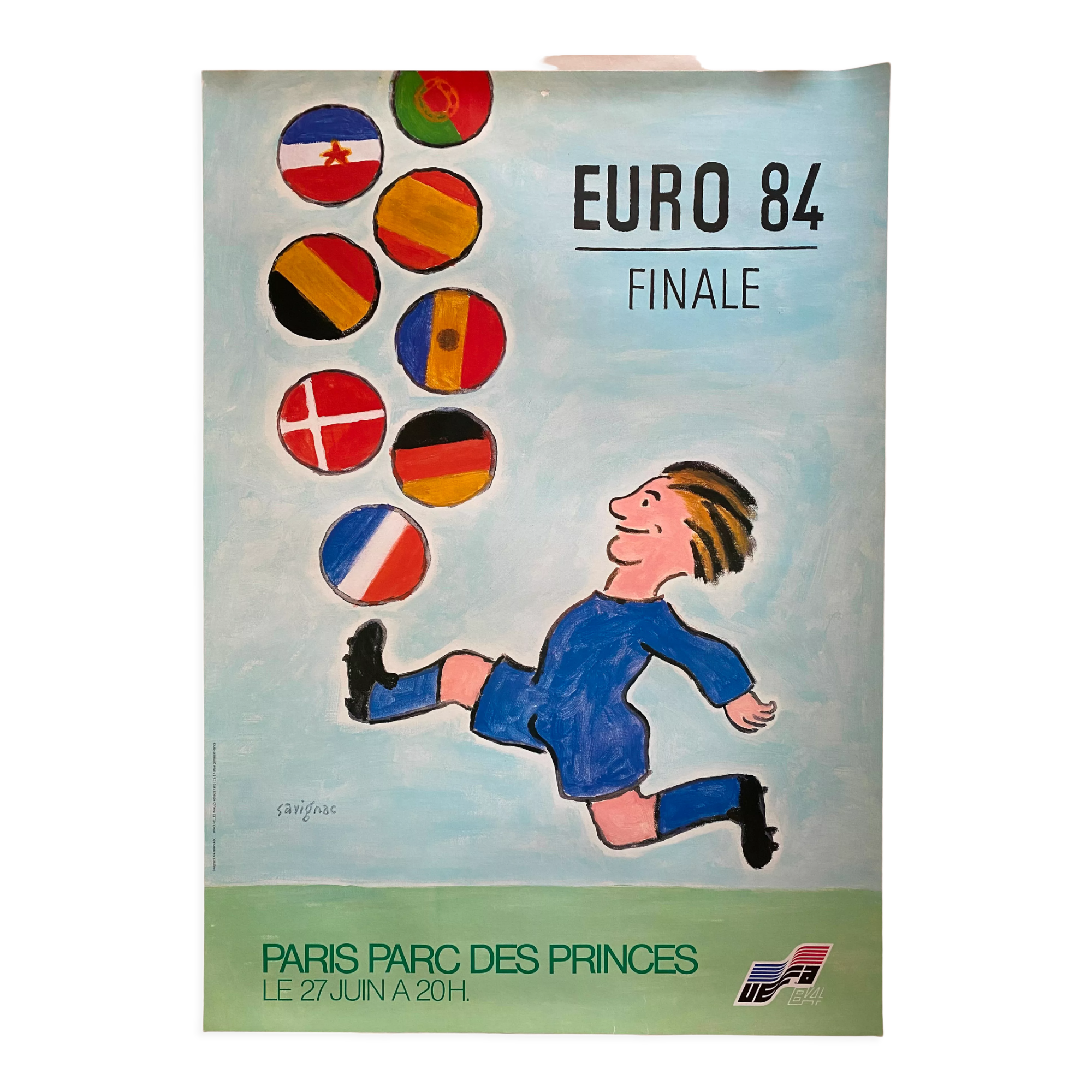 Original poster "Euro 84 Final Football" Raymond Savignac 60x84cm 1984