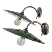 Pair of enamelled sheet metal wall lights
