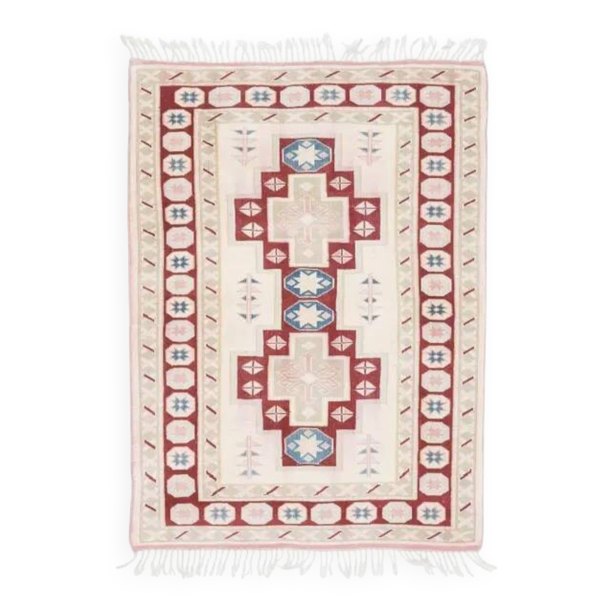 Vintage Turkish Oushak Handmade Wool Cotton Beige Area Rug 121x175