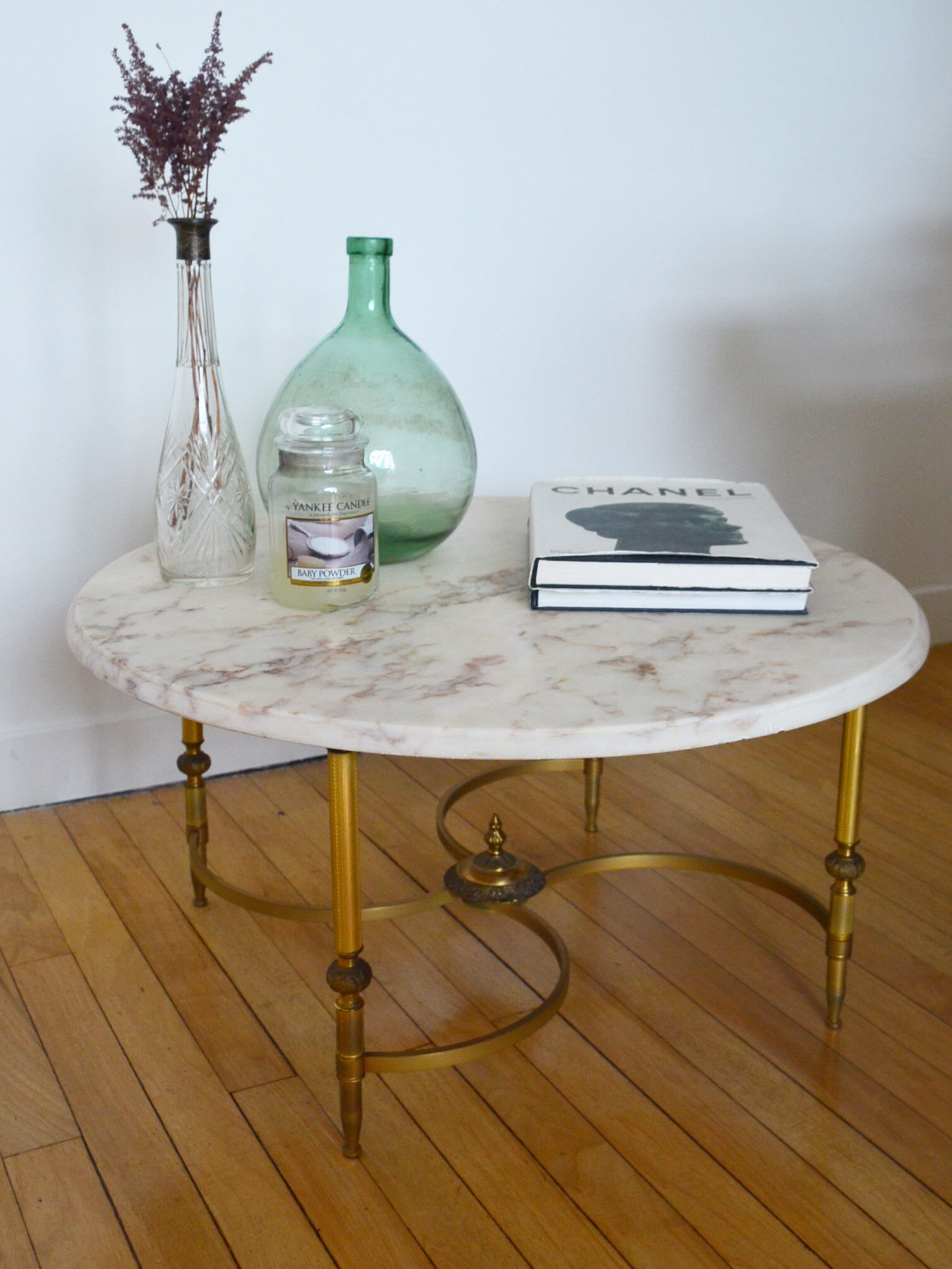 60s marble marble round coffee table