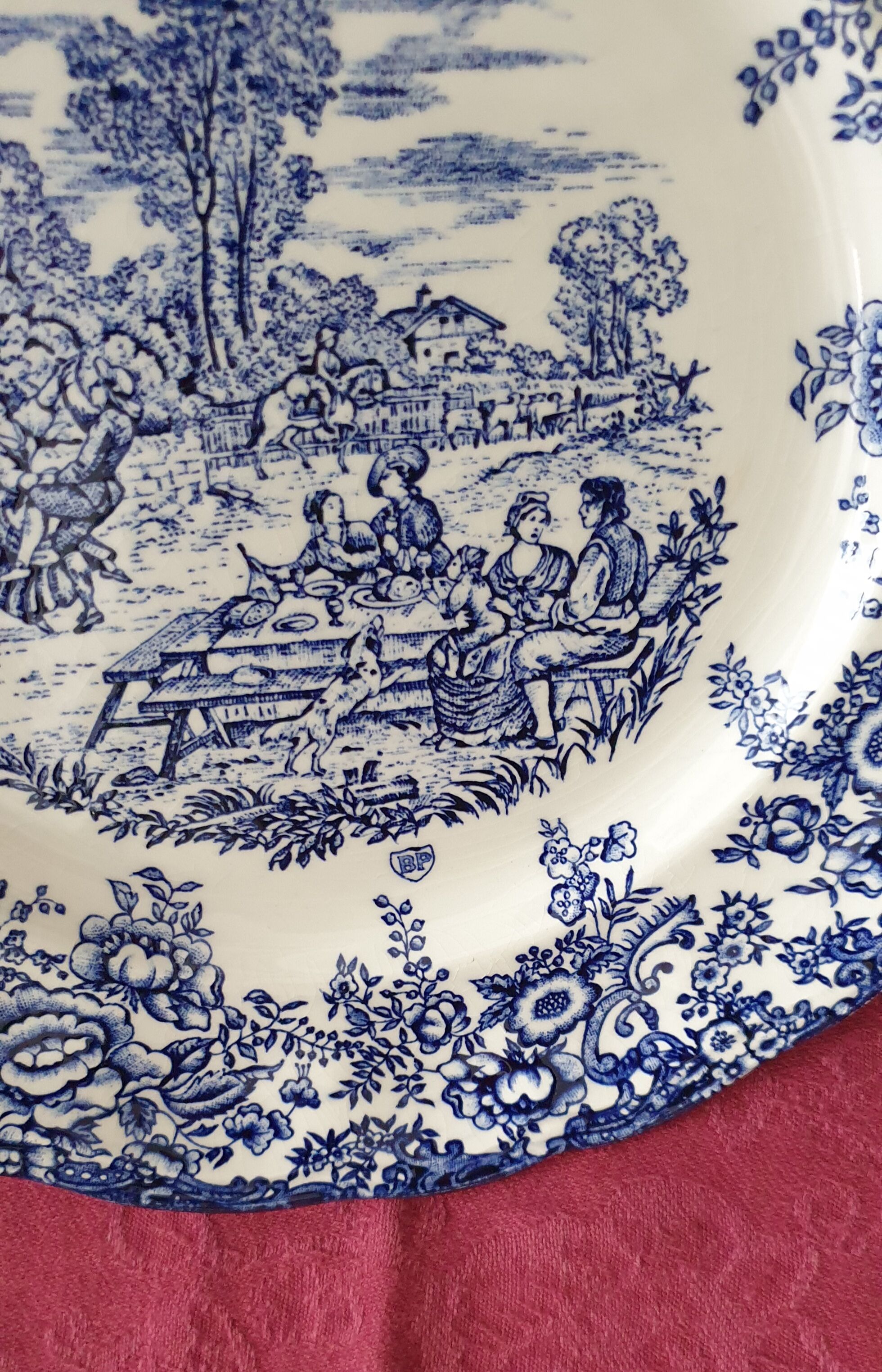 Lunch on the grass: vintage porcelain plate BP GIEN