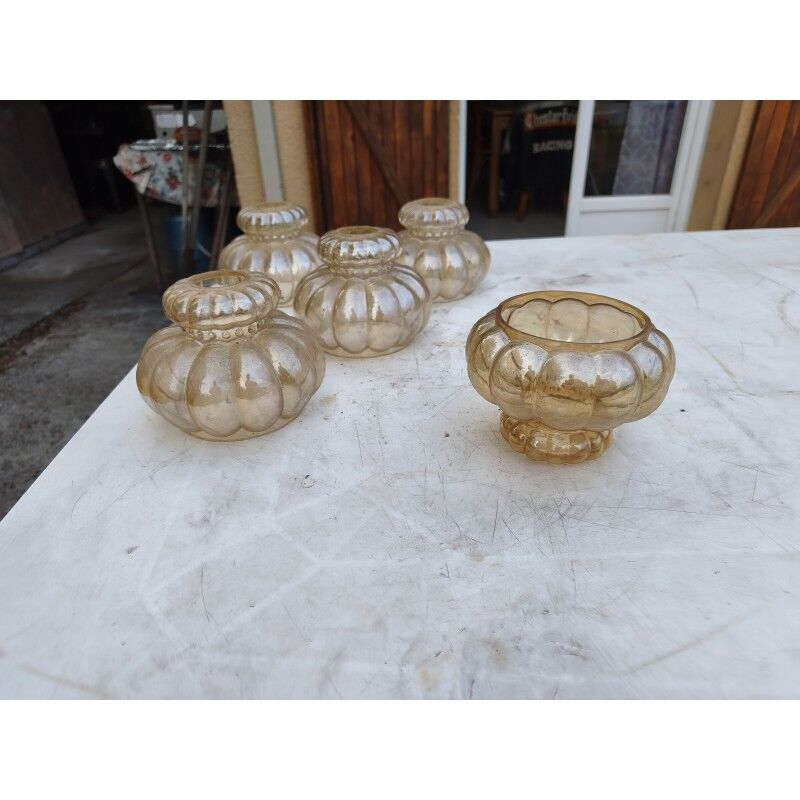 Lot de 5 tulipes verre couleur or
