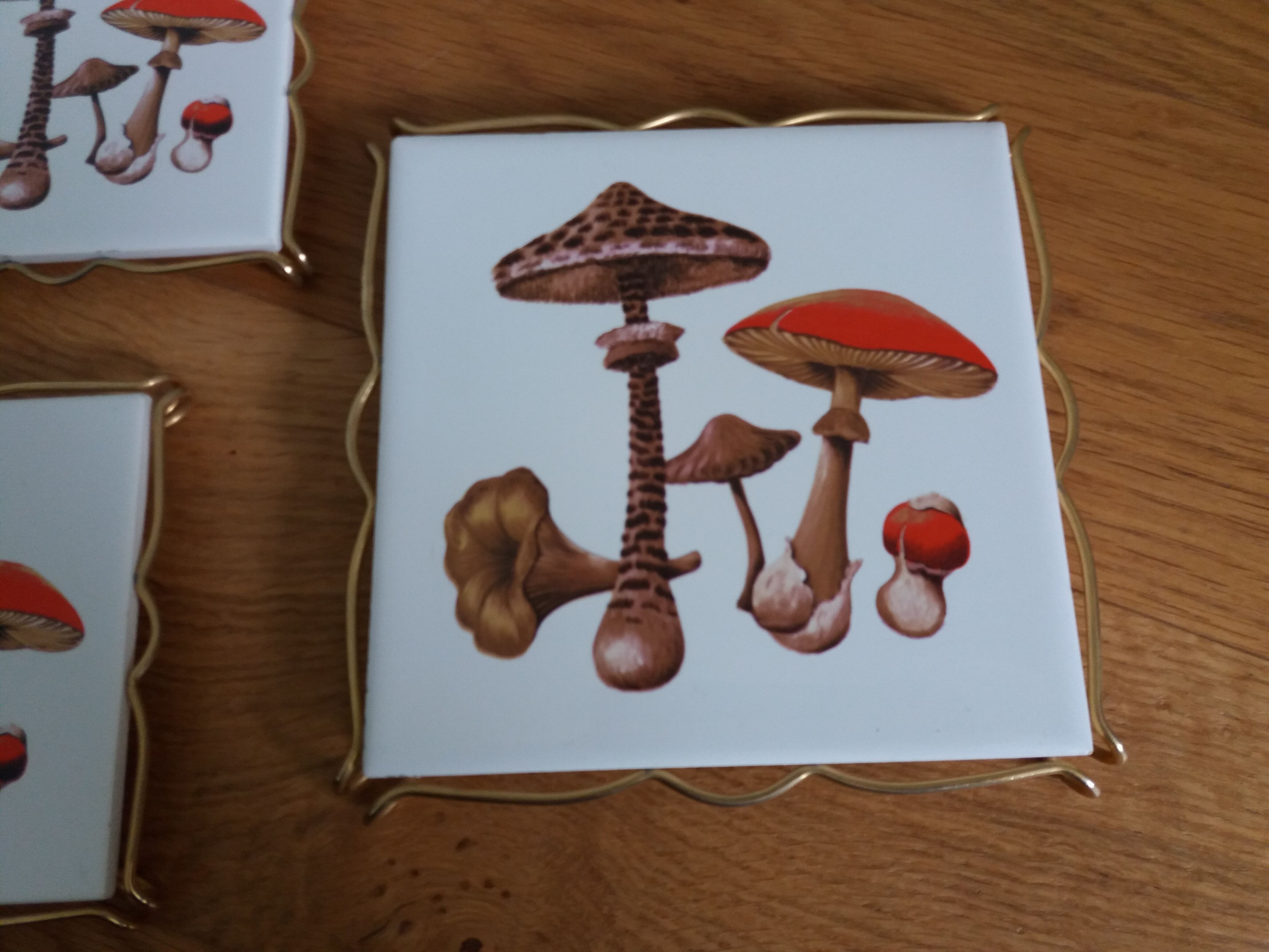 Underside faience of Gien decoration mushrooms