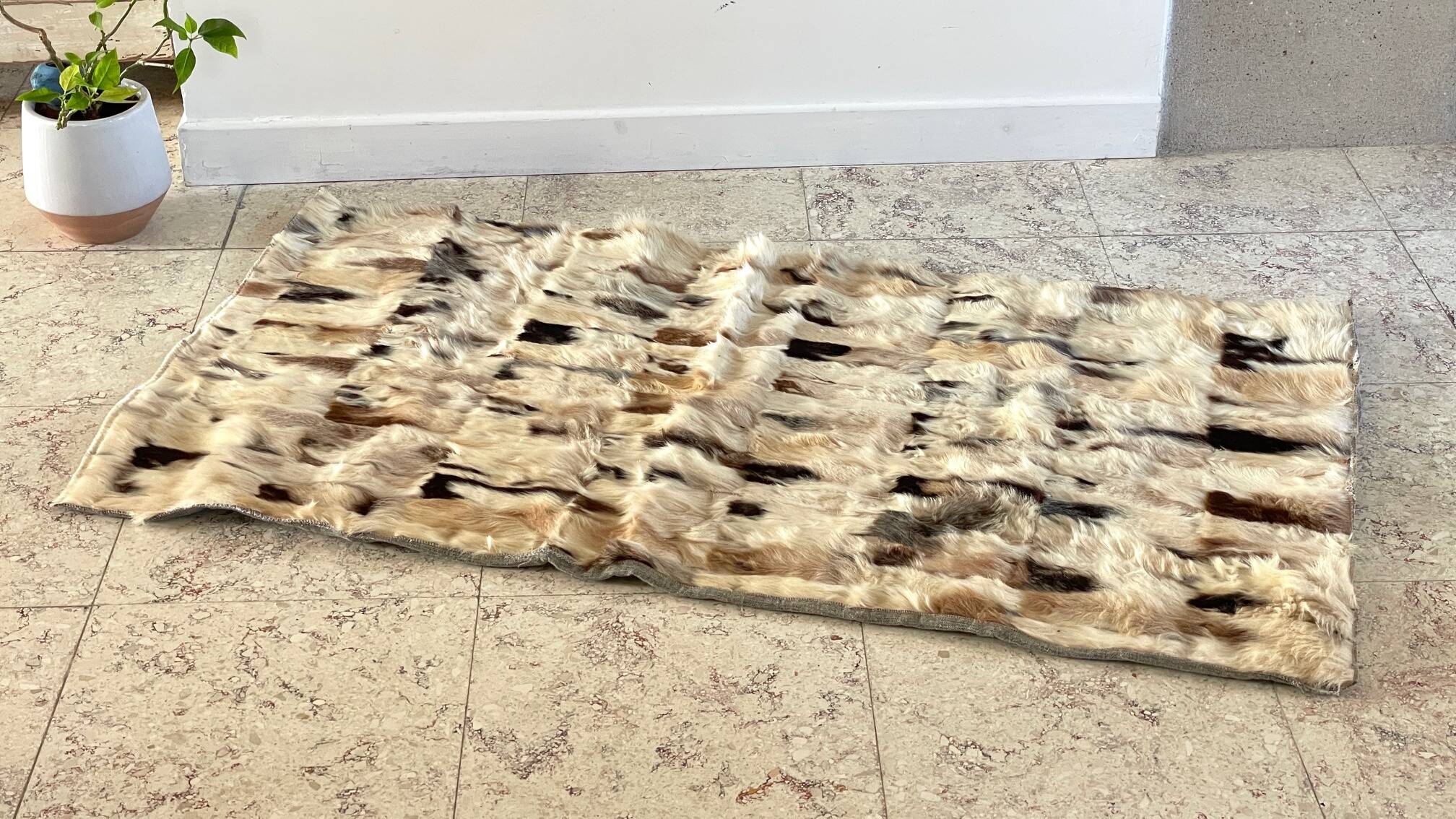 RUG Skin 1970s Beige-Brown - 56 x 107cm