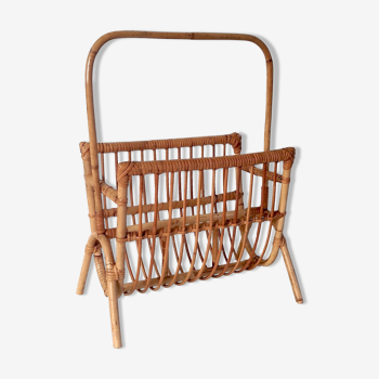 Rattan magazine holder - 70s