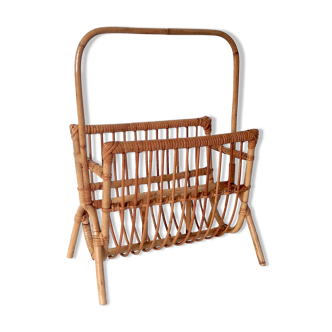 Rattan magazine holder - 70s