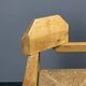 Dutch postmodern brutalist oak corner side chair with rush seat, 1970s