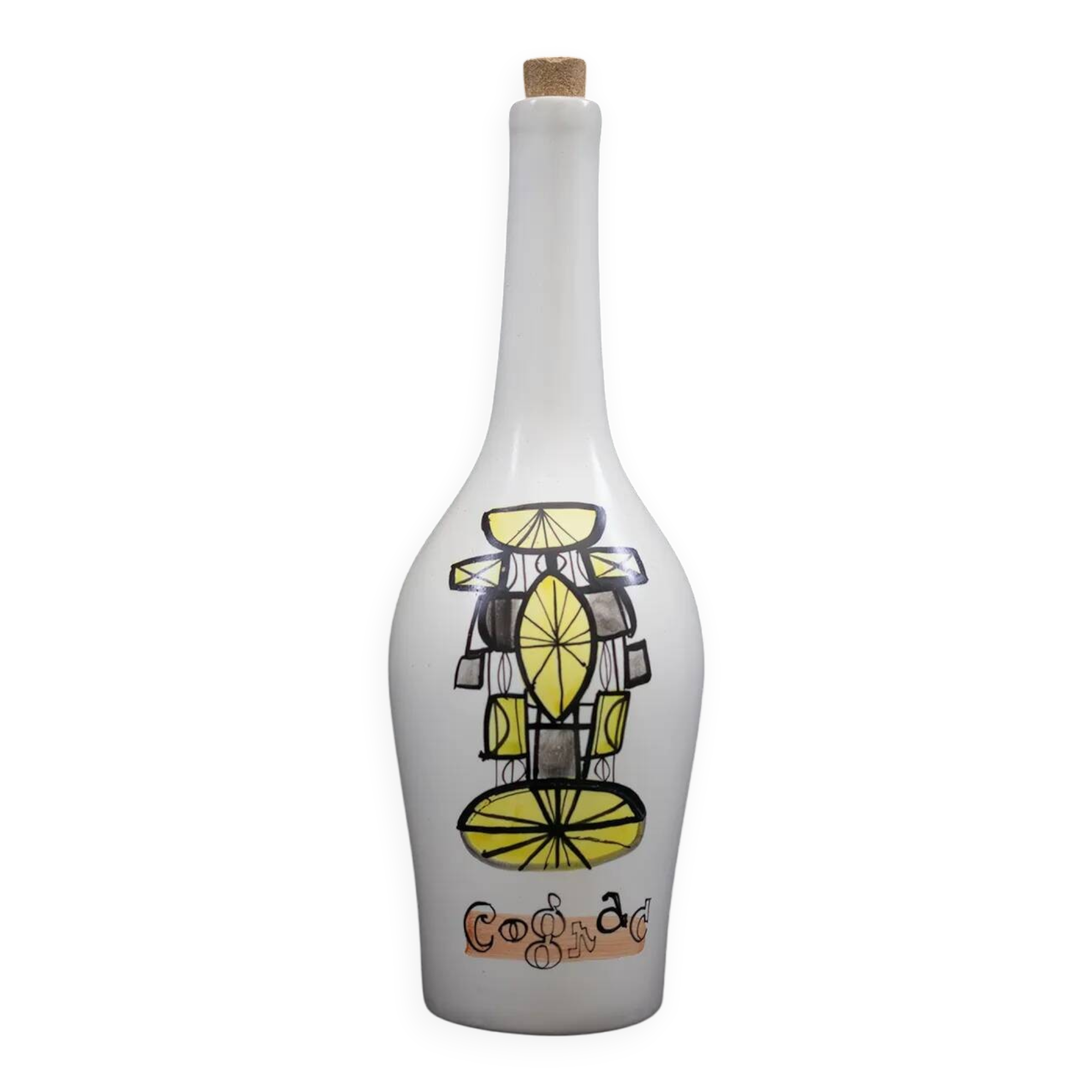 "Cognac" liqueur bottle in glazed earthenware by Roger Capron Vallauris