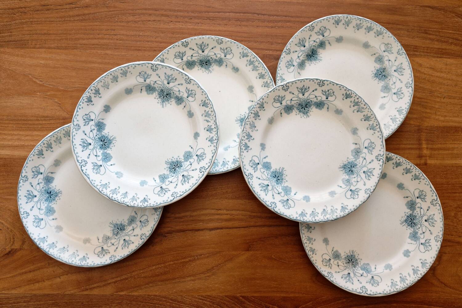 Set of 6 iron earth dessert plates Choisy le Roi model Cyclamen