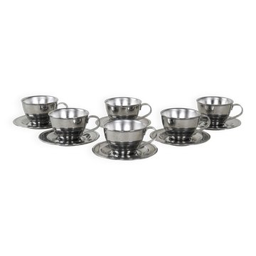 Set of stainless steel cups, Italian design, 1980s, production: Italy