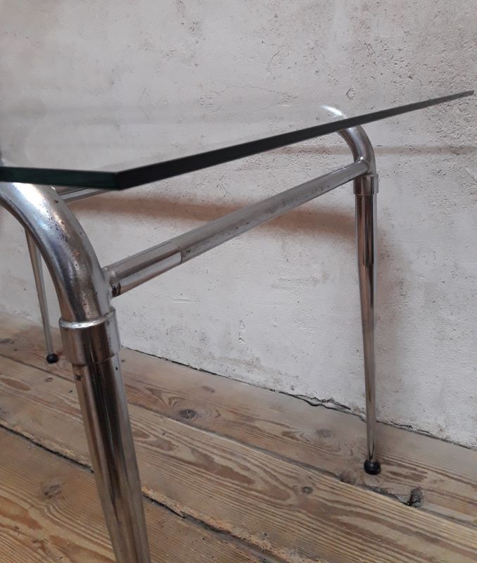 Desk table 120x76cm chrome metal and glass