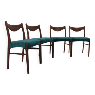 Ensemble de quatre chaises de salle à manger Arne Wahl Iversen des années 1960 pour Glyngøre Stolefabrik, Danemark