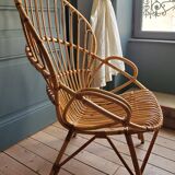 60's rattan fan chair