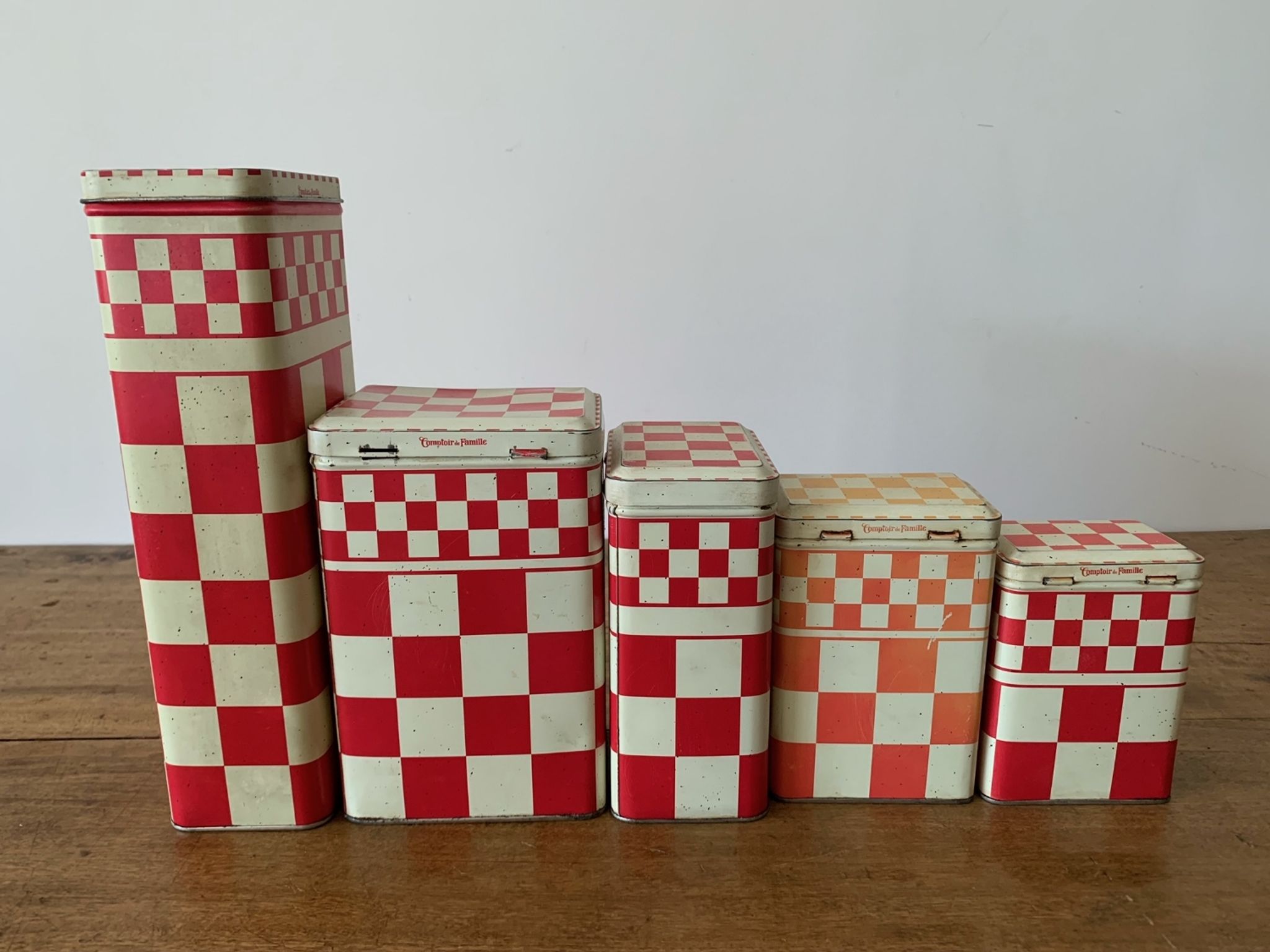 Old metal spice boxes Family counter