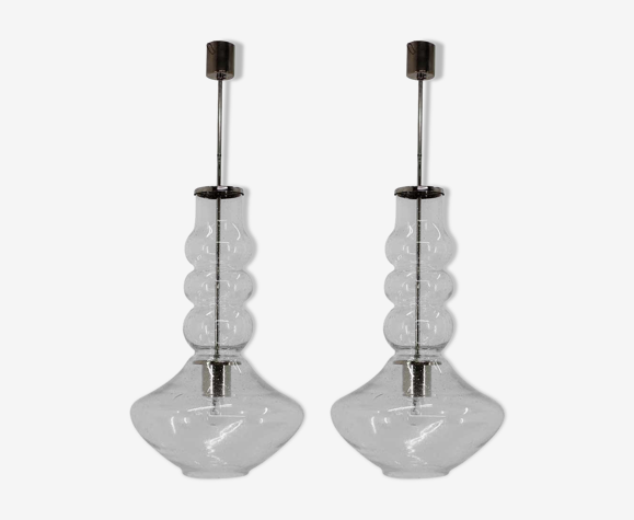 Paire de suspension en verre faits main, années 60