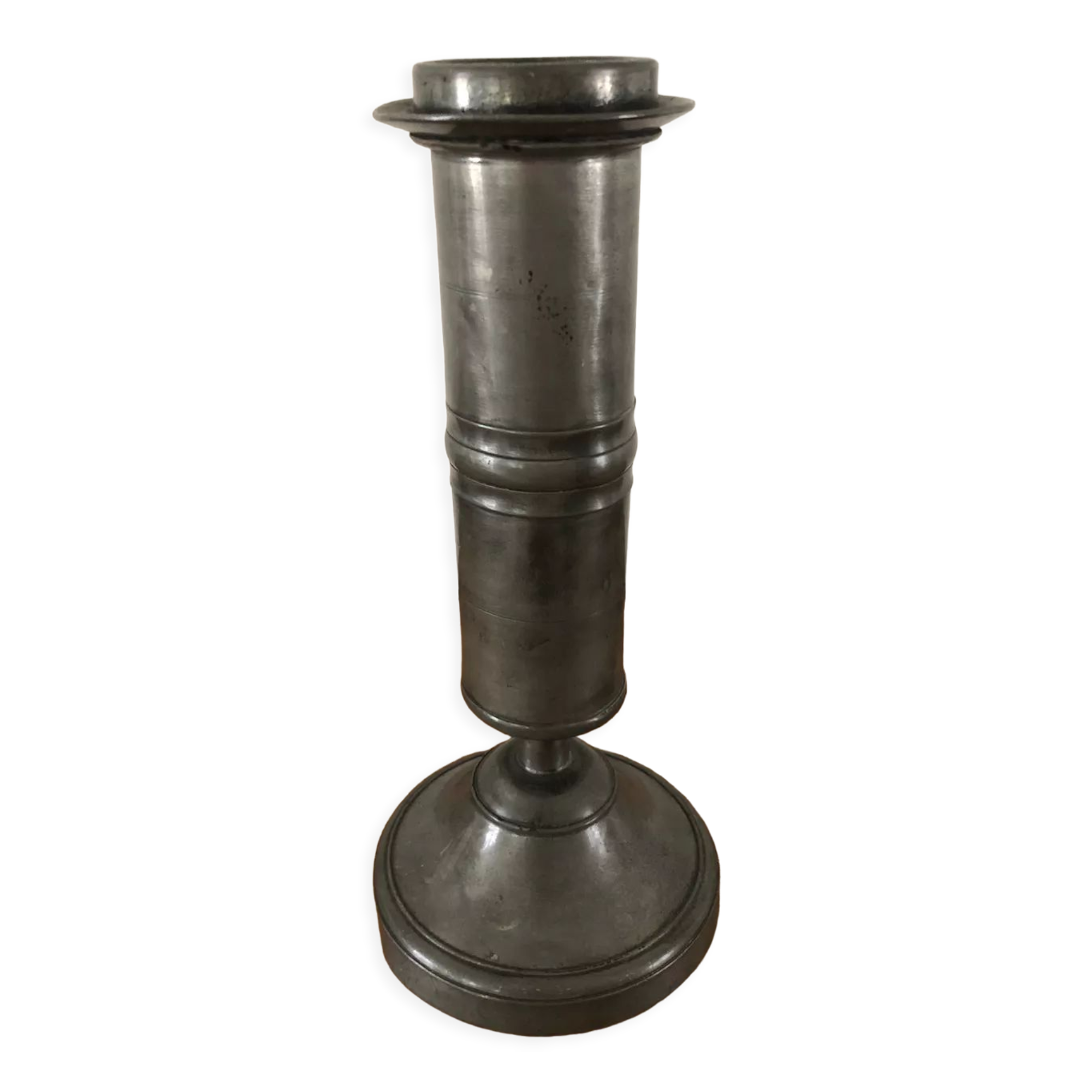 Antique pewter candle holder