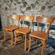 Vintage French bistro chairs in beech – Set of 3, 1950s café chairs