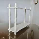 Old wall shelf, in turned wood, white lacquered, 1950s