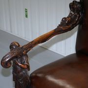 Carved Walnut Baroque Venetian Bench with Leather