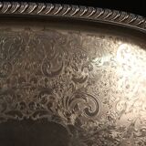 Large silver metal tray