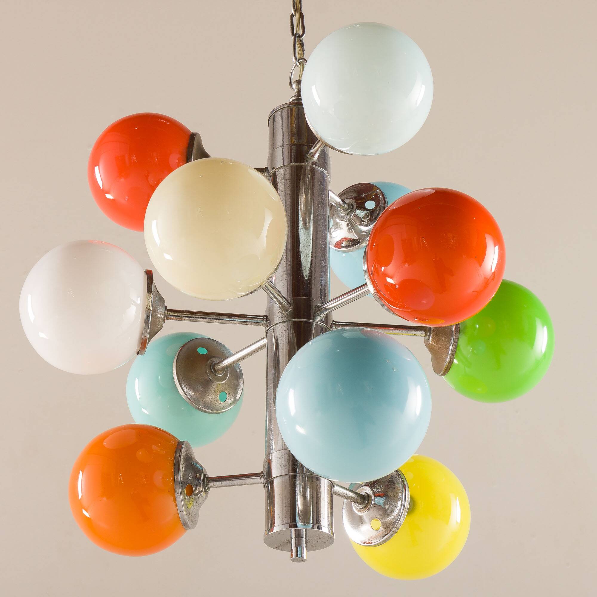 Italian Space Age colorful sputnik glass chandelier, 1970s