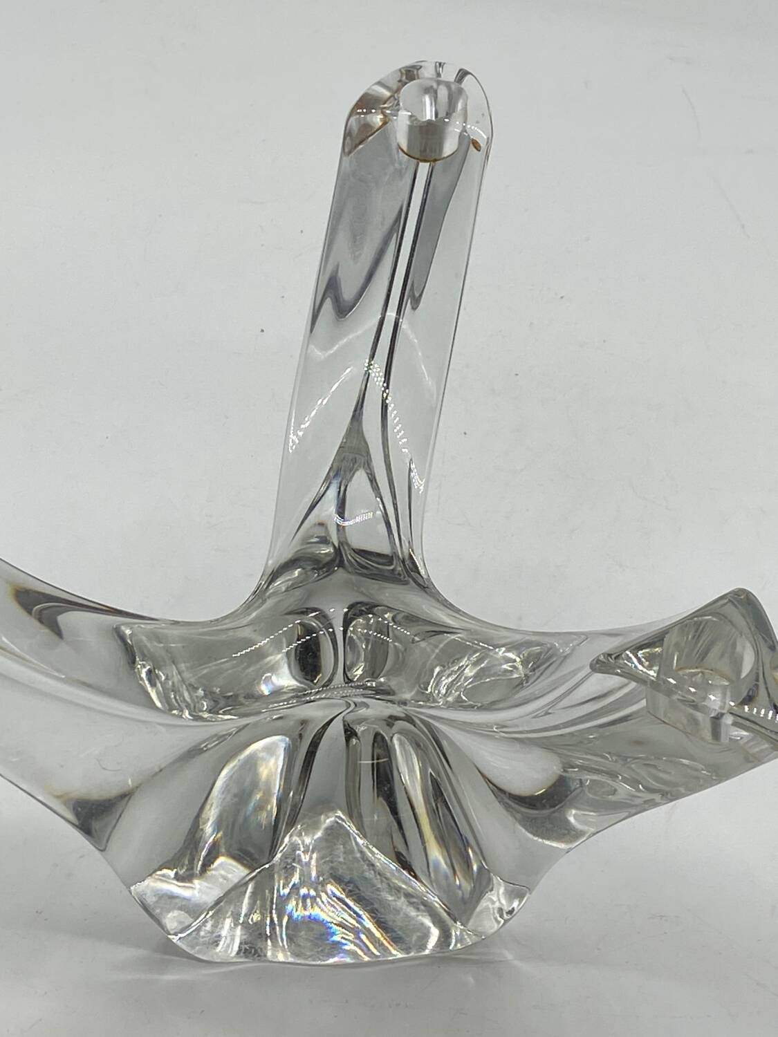 Daum France 3-branch crystal candle holder