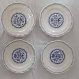 4 Plates made of GIEN camaieu blue central pattern and rinses model ROUEN