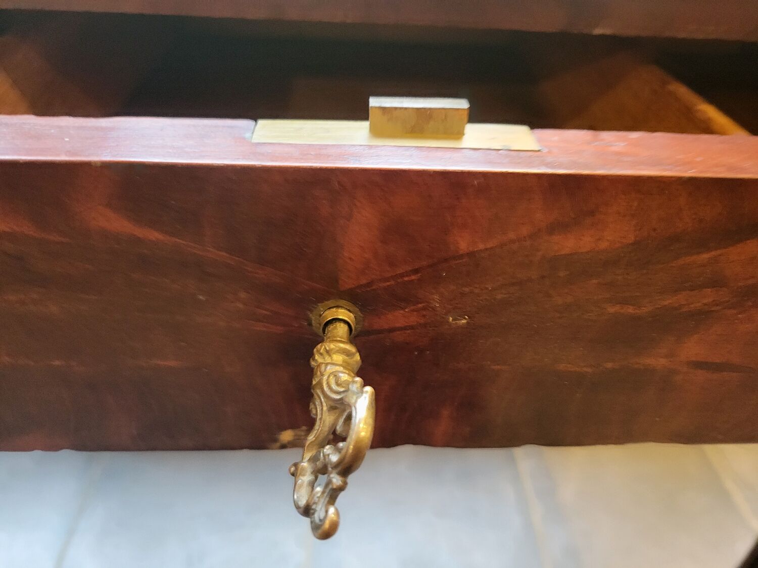 Side table with drawer and leather top