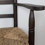 Wooden straw armchair