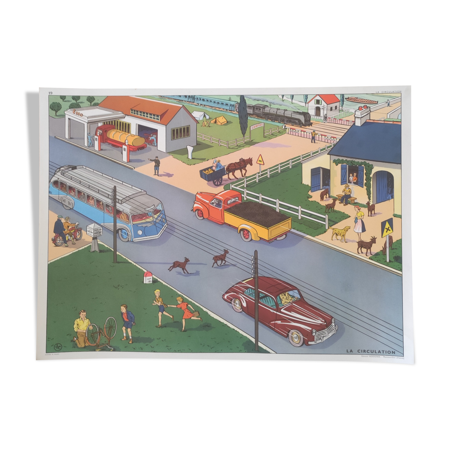 Affiche Scolaire Vintage ROSSIGNOL 31/32 : L'Estuaire Et L'Inondation Par ROBUCHON - France, 56x75 Cm