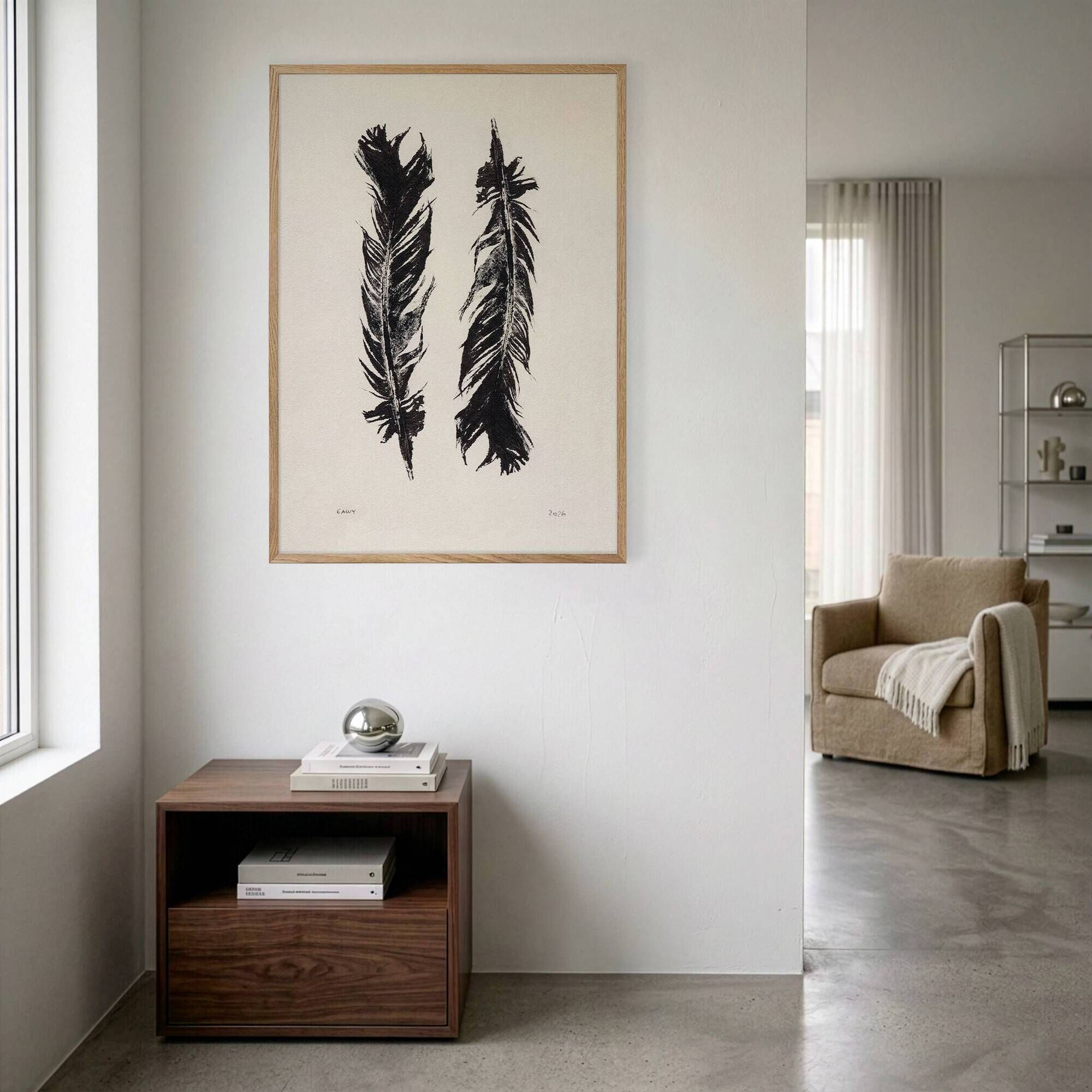 Tirage d'art Plumes Noires 50x70 par  Eawy