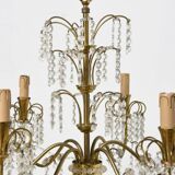 Candlestick Waterfall mid century brass and Crystal 1950 s