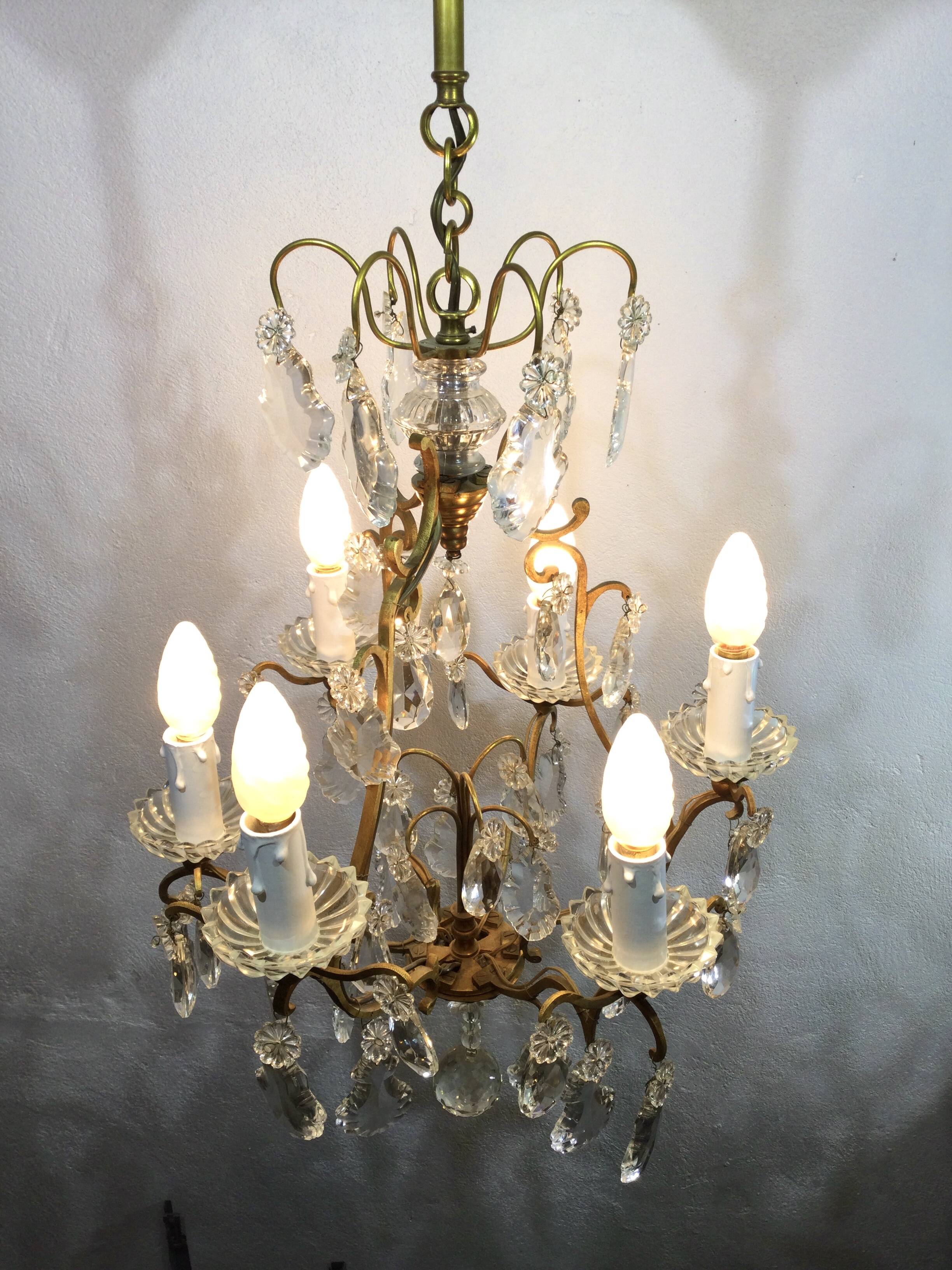 Cage Chandelier 6 Lights Bronze And Crystal