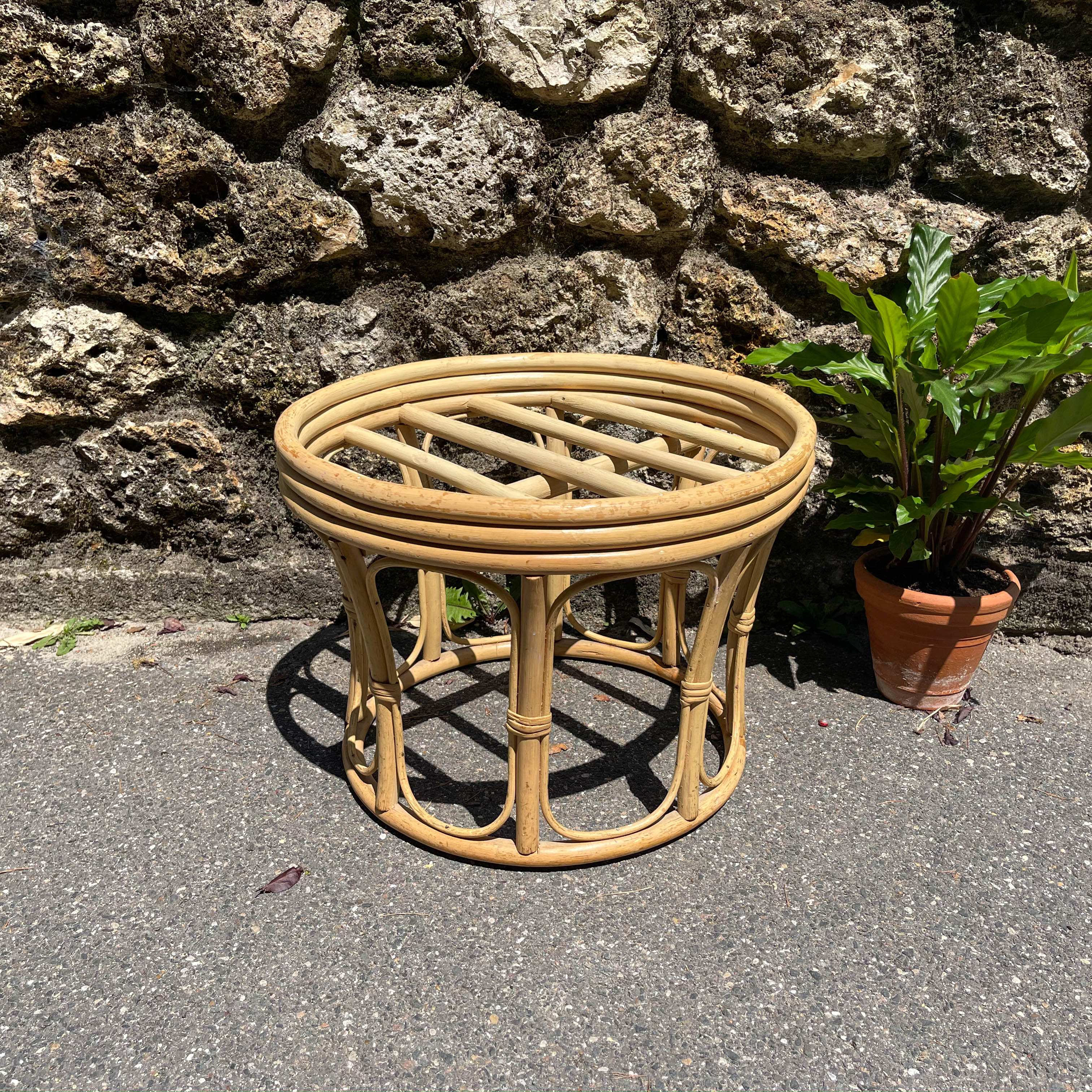 Tabouret en bambou années 50
