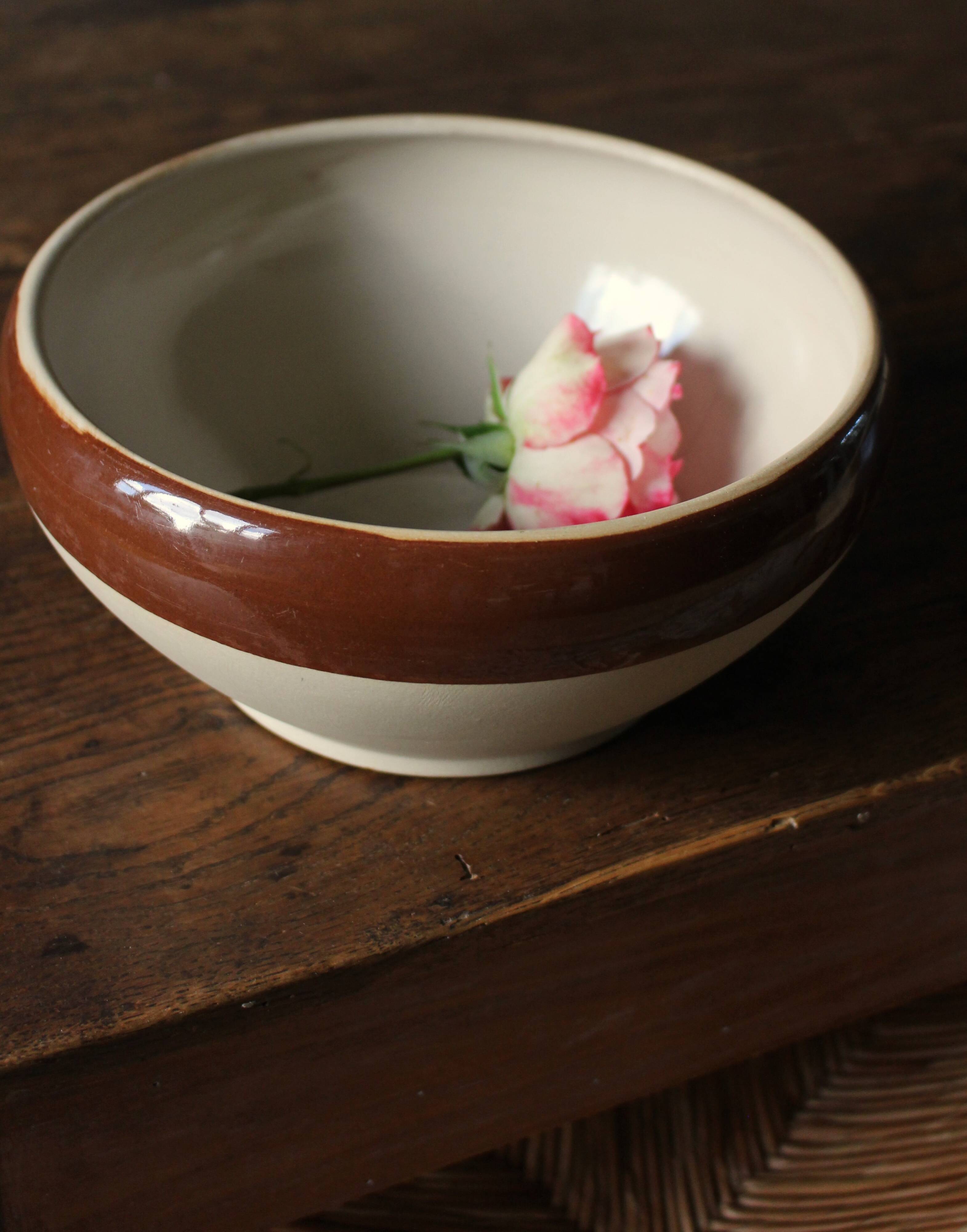Digoin two-tone glazed vintage stoneware salad bowl