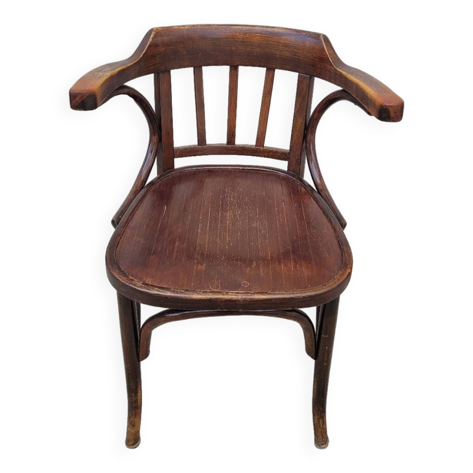 Office chair signed Baumann bistro style curved wood - 1930s