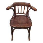 Fauteuil de bureau signé Baumann style bistrot bois courbé -1930s