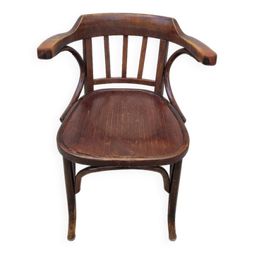 Office chair signed Baumann bistro style curved wood - 1930s