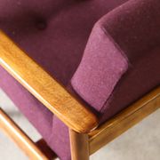 Oryginał wood armchair design by E. Homa 142 aubergine wool vintage chair modern