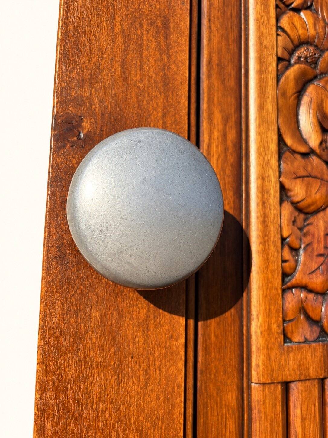 Art Deco Wardrobe Solid Carved Oak Bevelled Mirror 1930