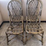 Série de 4 chaises en rotin vintage