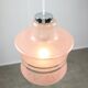 Vintage Italian Chrome and Pink Glass Pendant Lamp