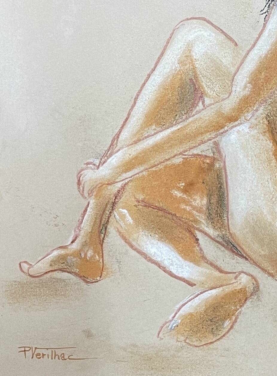 Tableau signé pastel portrait féminin « la lumière du soleil »